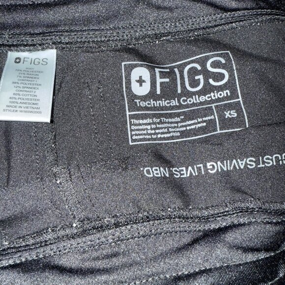 Figs Scrubs Set XS Gray Top & XS Black Pants Technical Collection - Picture 7 of 11